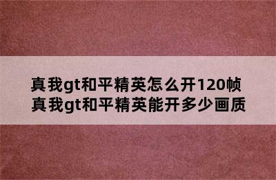 真我gt和平精英怎么开120帧 真我gt和平精英能开多少画质